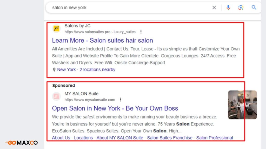 search ads for salons