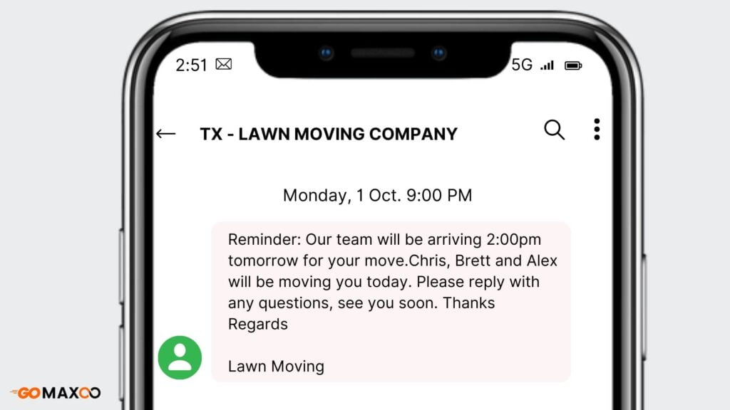 SMS marketing for moving company