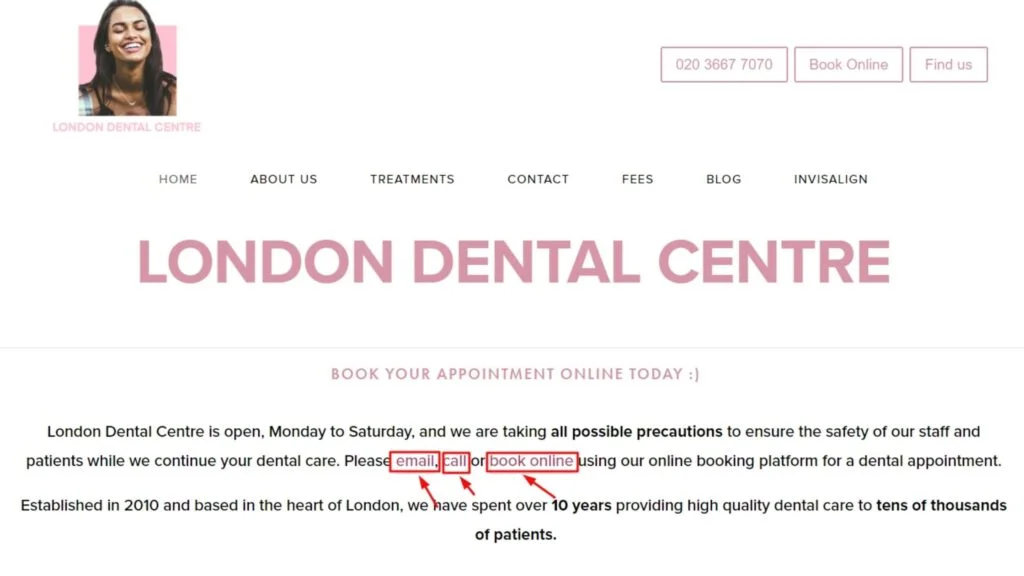 internal linking for dentists website
