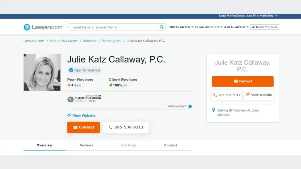 legal business profile for lawyers