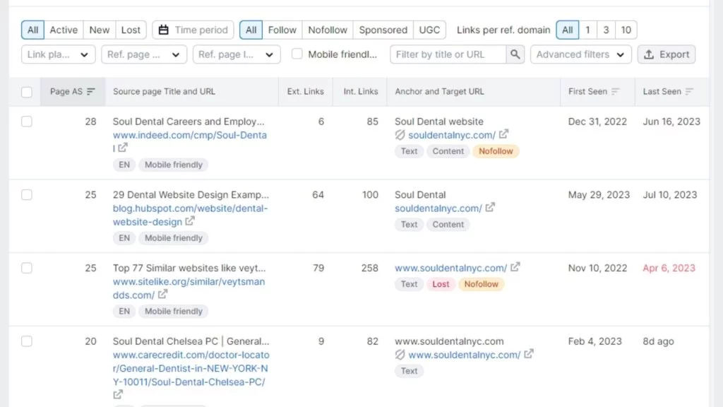 link-building for dentist website