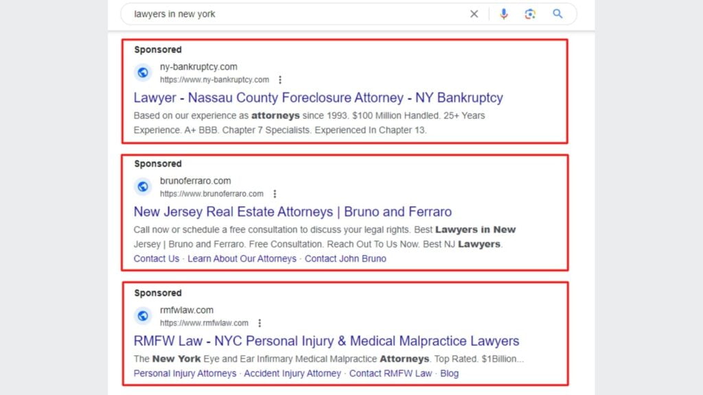 search ads for lawyers