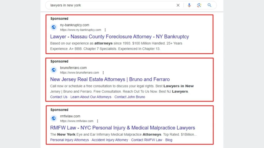 search ads for lawyers
