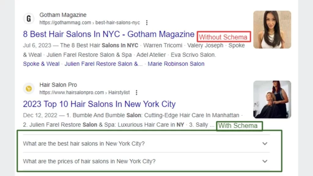 Schema for salon website