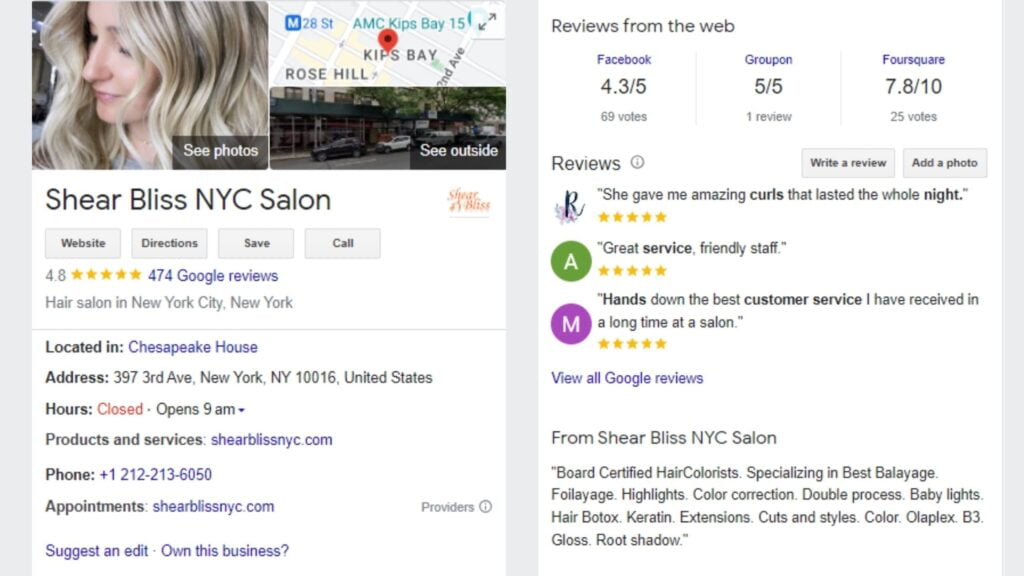 google business profile for salons